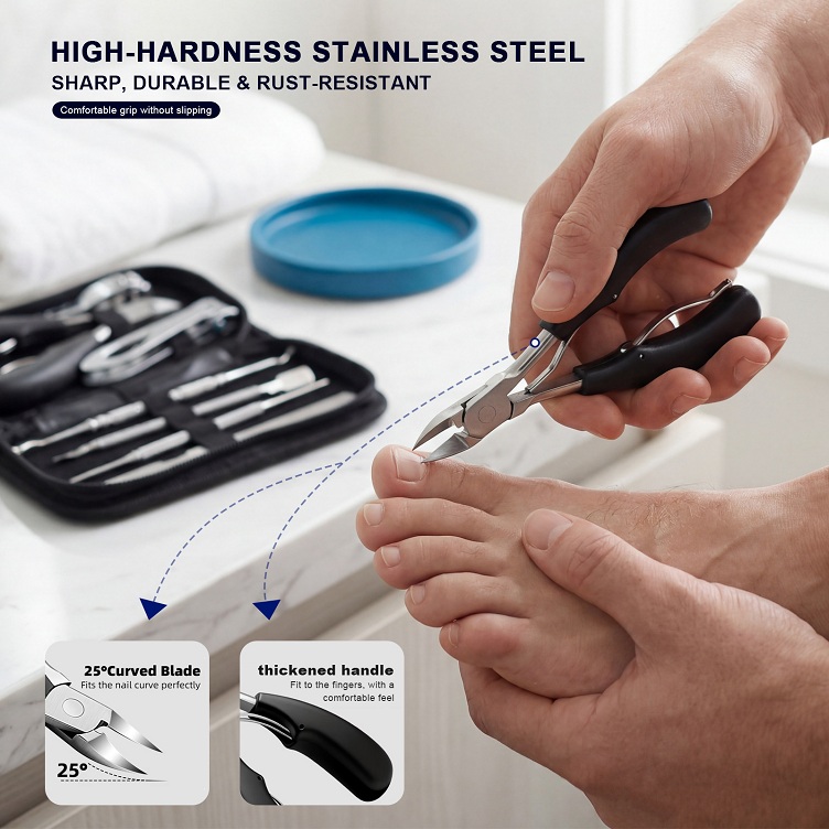 nail clipper set, anti-splash nail scissors, thick and hard toenail groove pliers, special tool