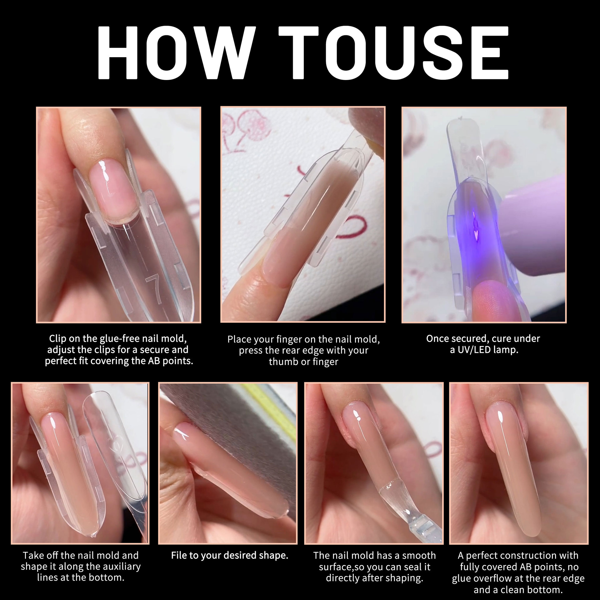 dual form sandwich nail forms no paper forms needed for easy nail extensions top mold bottom mold