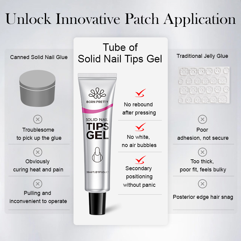 tube wearable nail plate adhesive, firm and non rebounding solid jelly patch adhesive