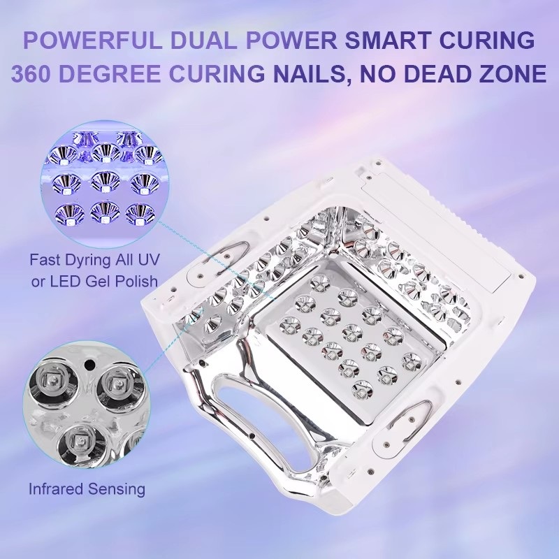 128w rechargeable uv led nail lamp cordless nail dryer machine 4 timer setting uv light