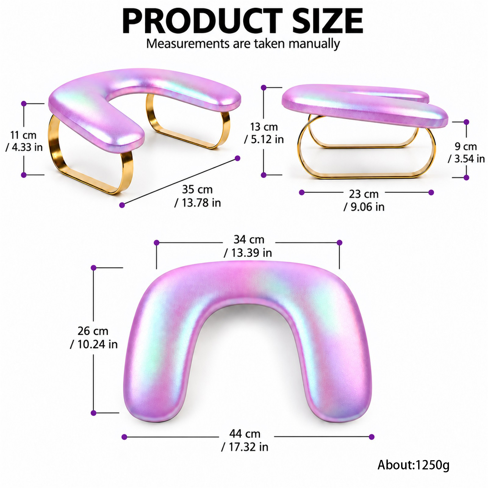 stylish u-shape manicure pillow - pu leather with soft armrest for nail care salons