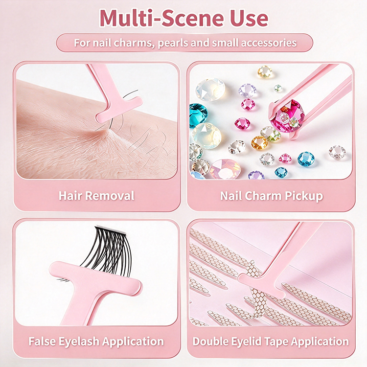 false eyelash tweezers, hand tools, stickers, flat head stainless steel clips