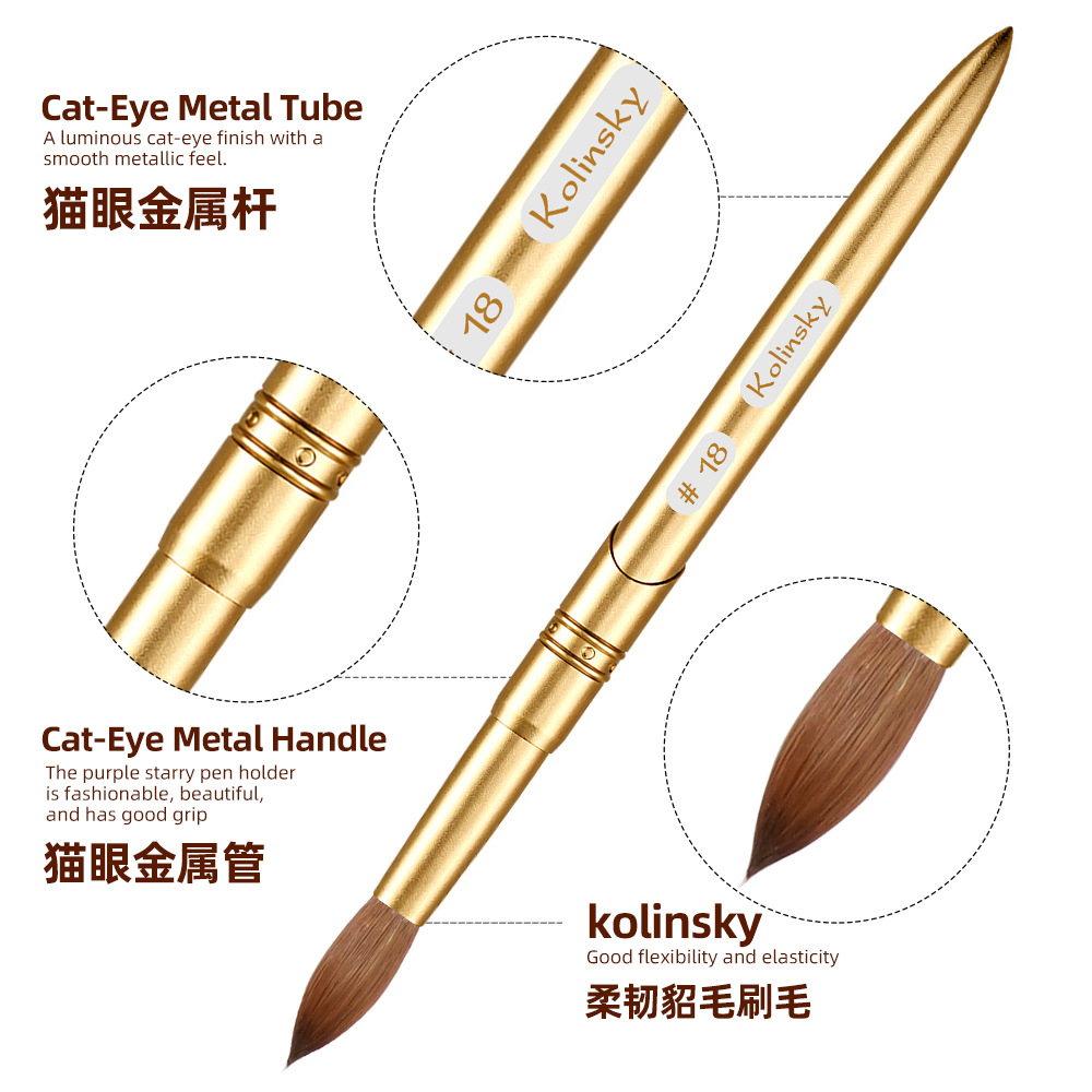 metal rod crystal mink brush kolinsky nail crystal pen extended nail powder brush